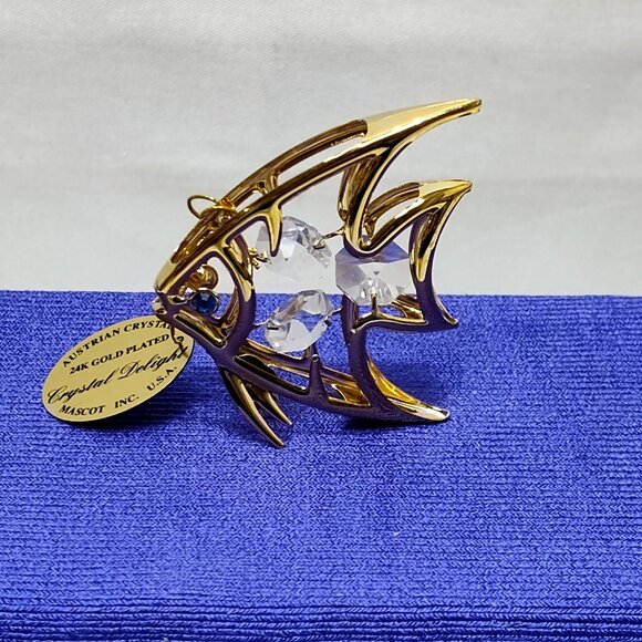 Crystal Delight 24K Gold Plated Angel Fish Suncatcher Austrian Crystals USA 1995 - Picture 1 of 6